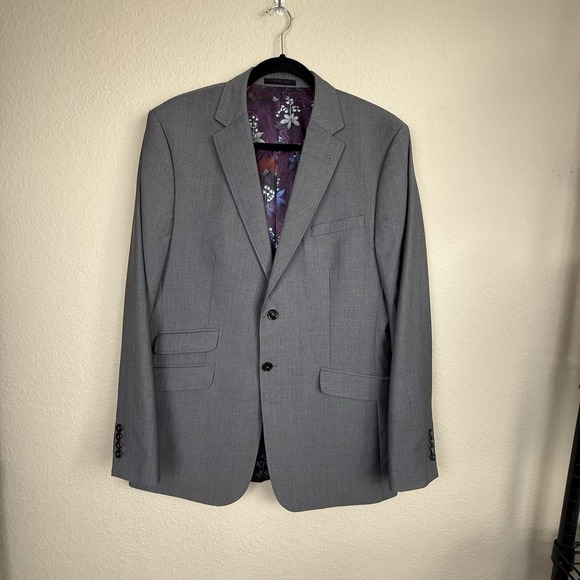 Ted Baker Other - Ted Baker Endurance 42L Gray 100% Wool Surgeon Cuff Sport Coat Blazer Modern Fit